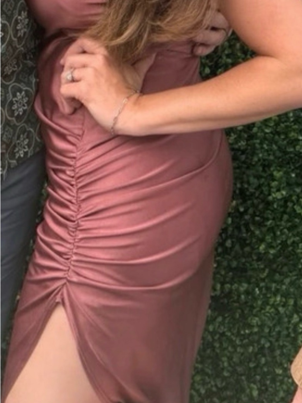 Slip Midi Dress in Dusty Rose. Silky with slit. Windsor size s